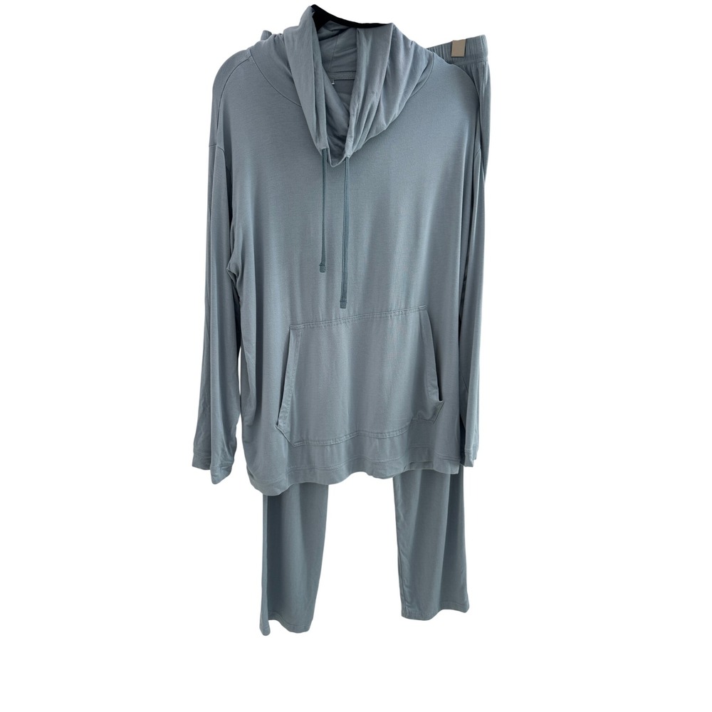 Emirates First Class Lounge Pajama Set Blue Hoodie Pants Modal Blend S/M